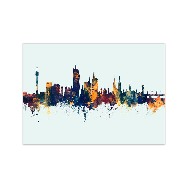 Vienna Austria Skyline Blue Orange Art Print by Michael Tompsett Print Only