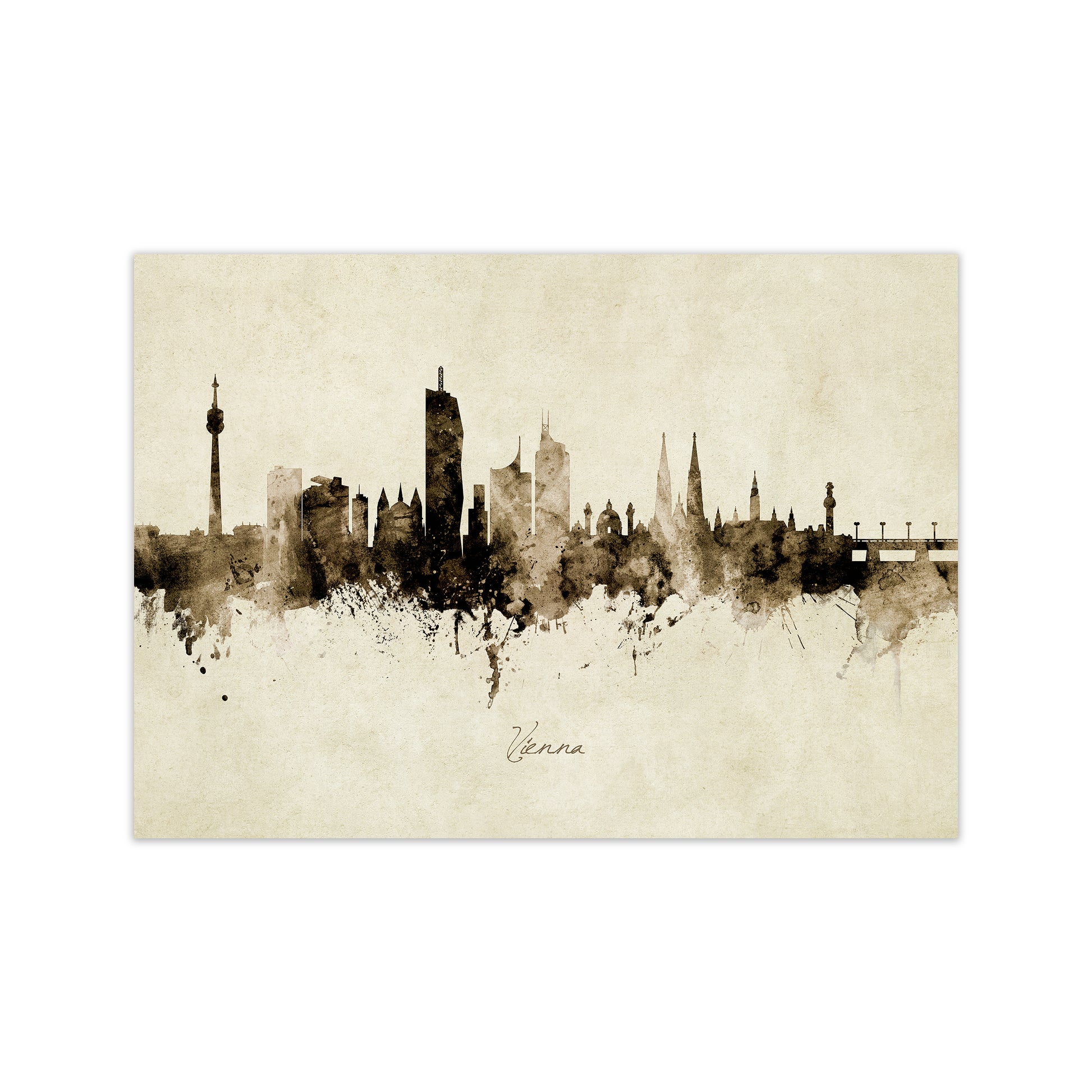 Vienna Austria Skyline Vintage Art Print by Michael Tompsett Print Only