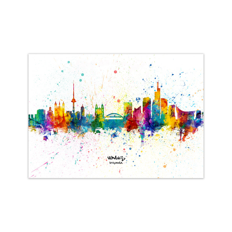 Vilnius Lithuania Skyline Splash Art Print by Michael Tompsett Print Only