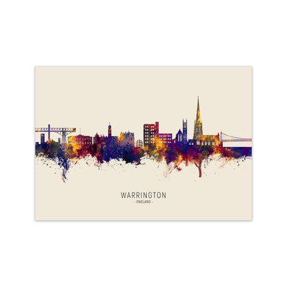Warrington England Skyline Autumn City Name Art Print by Michael Tompsett Print Only