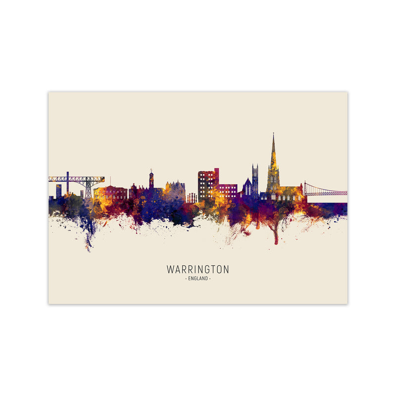 Warrington England Skyline Autumn City Name Art Print by Michael Tompsett Print Only