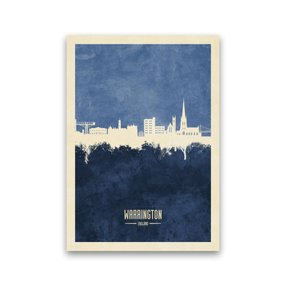 Warrington England Skyline Portrait Navy Art Print by Michael Tompsett Print Only