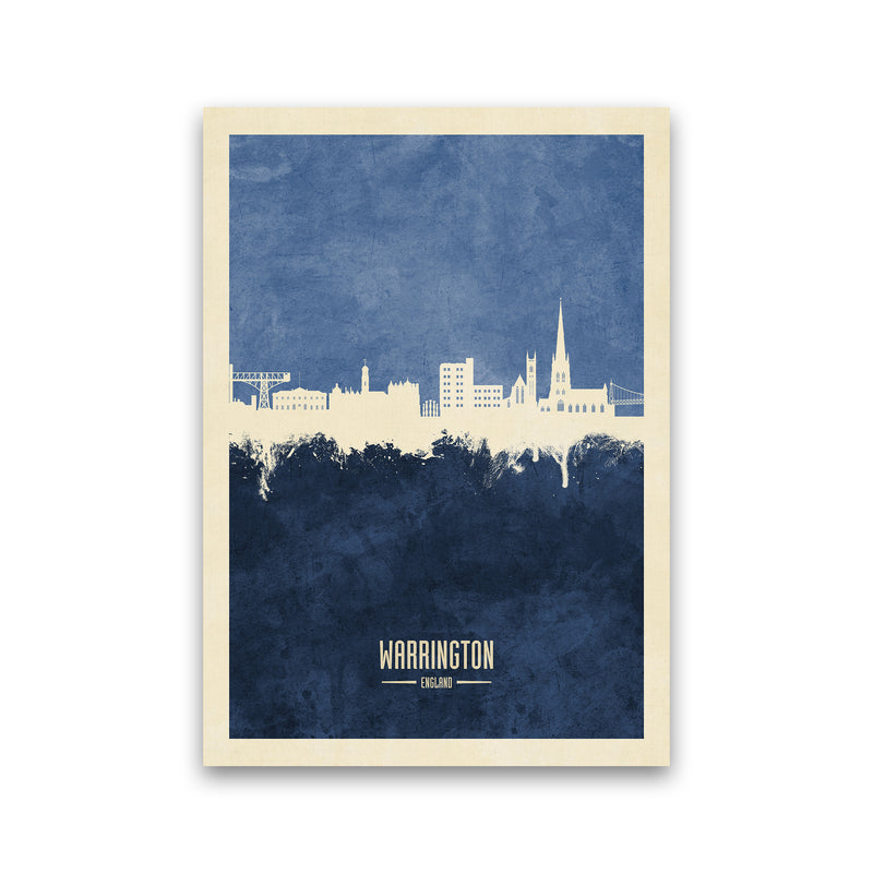 Warrington England Skyline Portrait Navy Art Print by Michael Tompsett Print Only