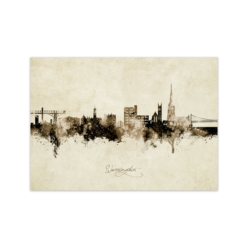 Warrington England Skyline Vintage Art Print by Michael Tompsett Print Only
