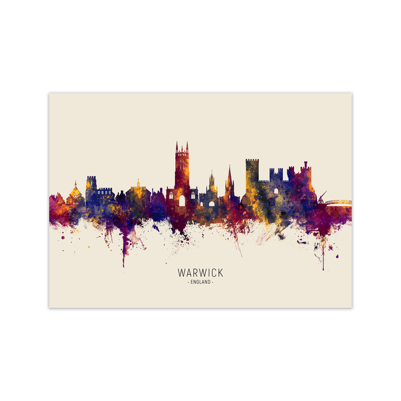 Warwick England Skyline Autumn City Name Art Print by Michael Tompsett Print Only