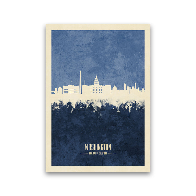 Washington Dc Skyline Portrait Navy Art Print by Michael Tompsett Print Only