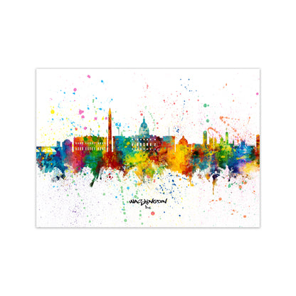 Washington Dc Skyline Splash Art Print by Michael Tompsett Print Only