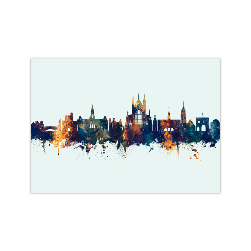 Winchester England Skyline Blue Orange Art Print by Michael Tompsett Print Only