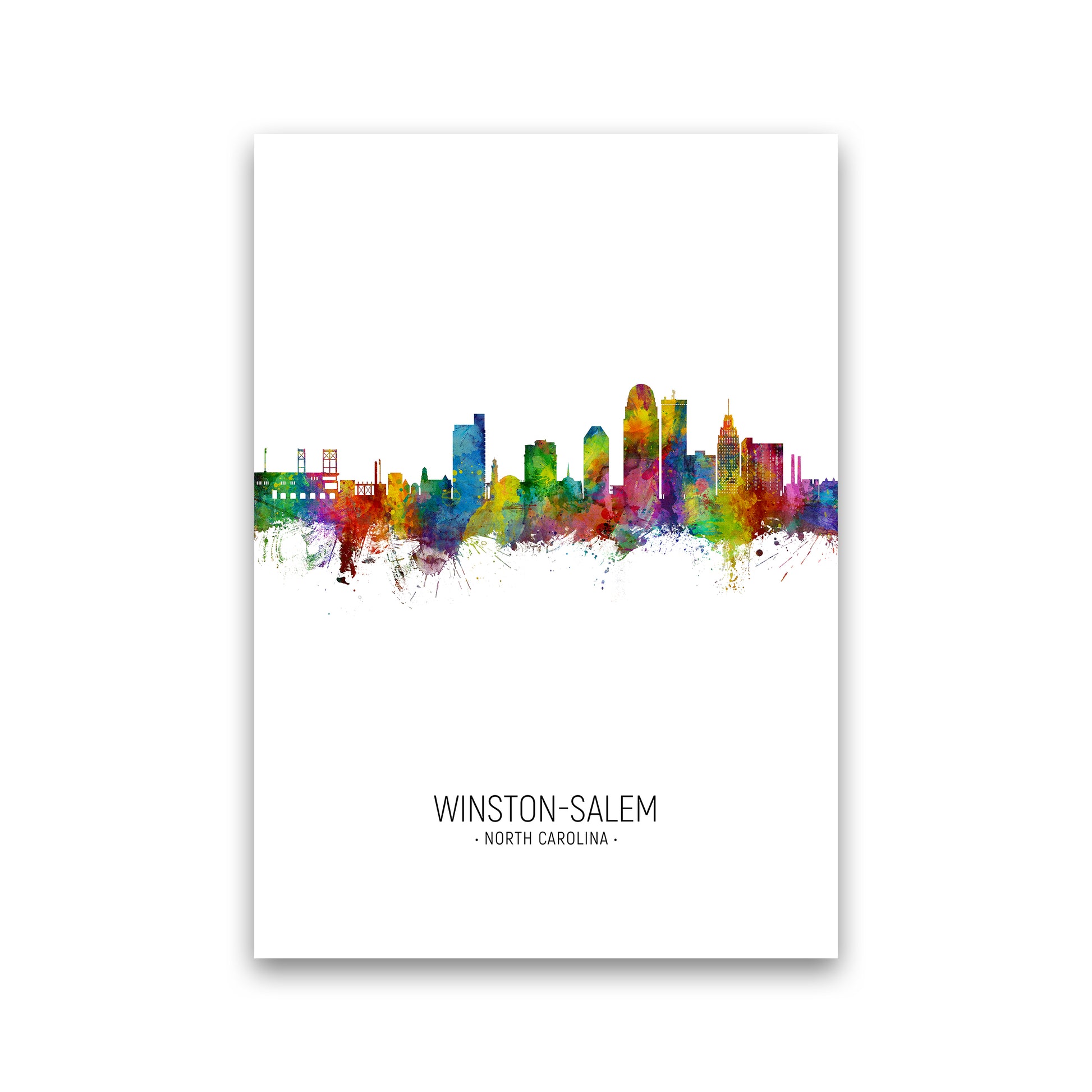 Winston-Salem North Carolina Skyline Portrait Art Print by Michael Tompsett Print Only