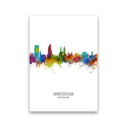 Winterthur Switzerland Skyline Portrait Art Print by Michael Tompsett Print Only