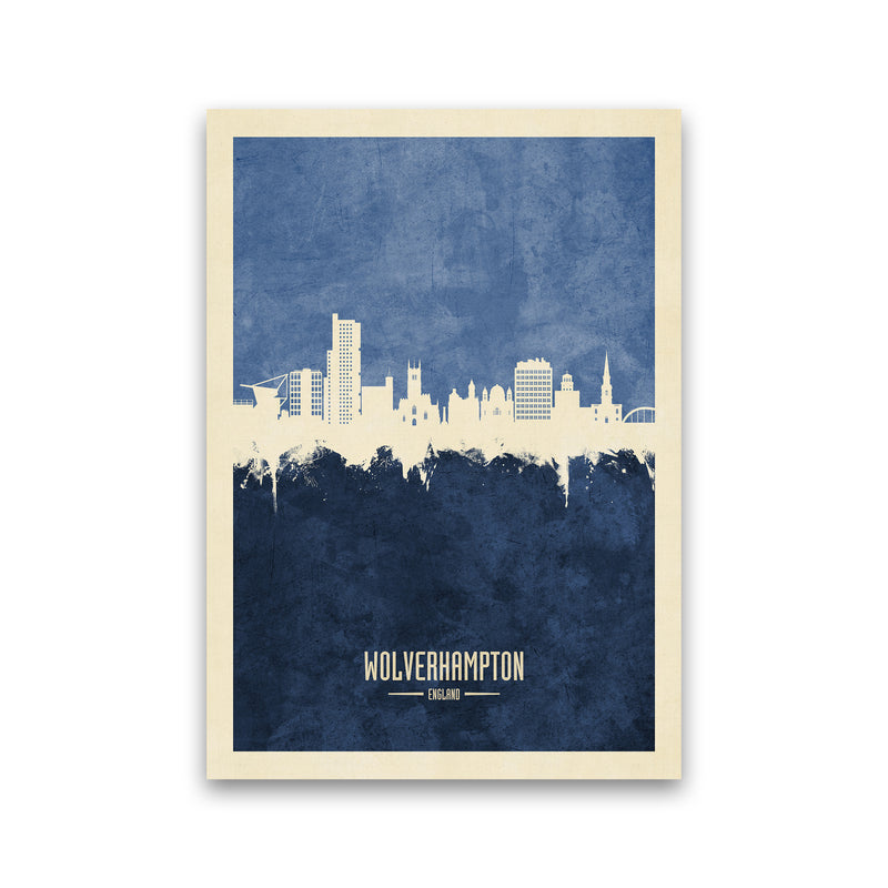 Wolverhampton England Skyline Portrait Navy Art Print by Michael Tompsett Print Only