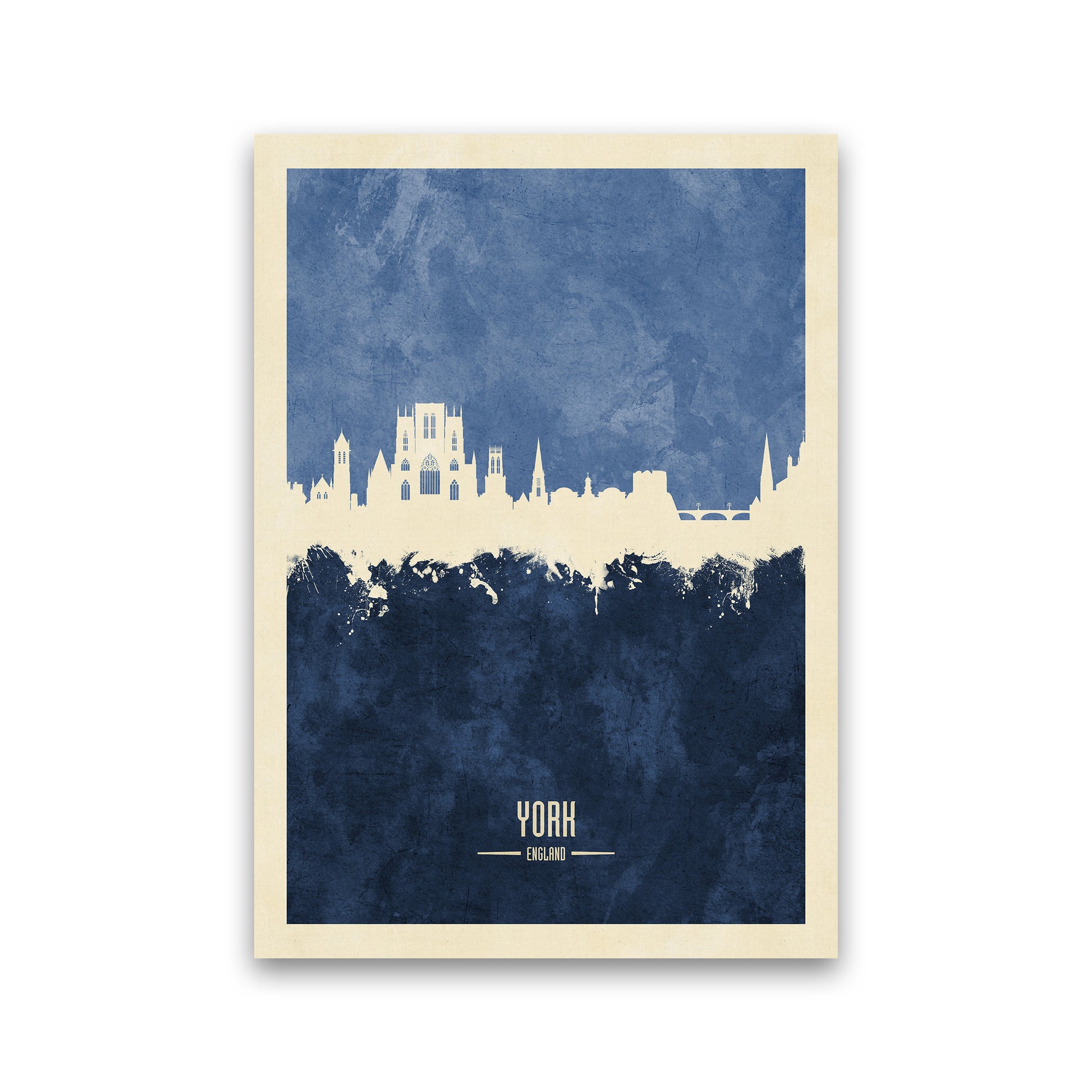 York England Skyline Portrait Navy Art Print by Michael Tompsett Print Only