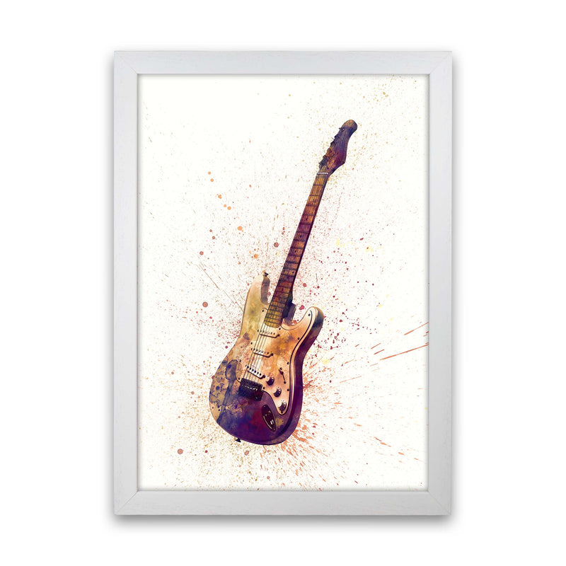 Electric Guitar Watercolour  by Michael Tompsett White Grain