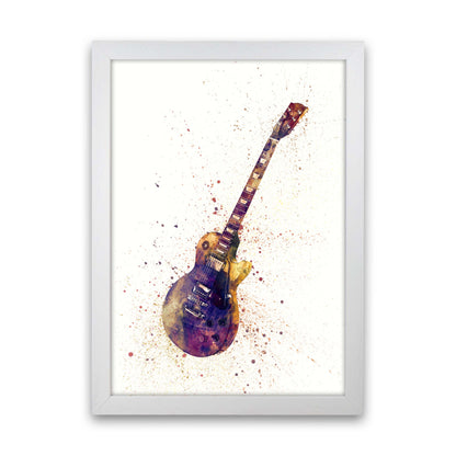 Electric Guitar Watercolour Ii Print by Michael Tompsett White Grain