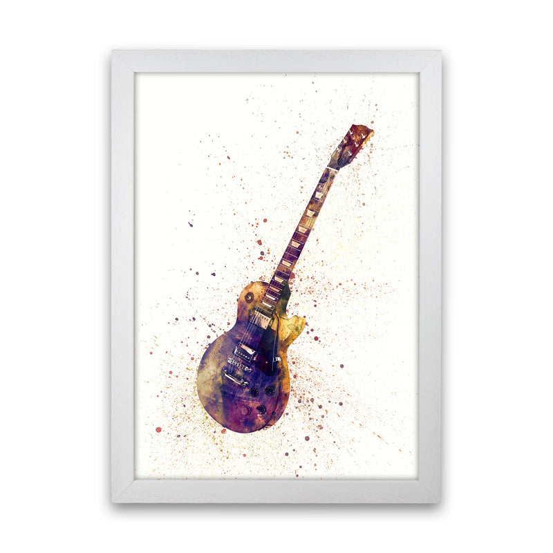 Electric Guitar Watercolour Ii Print by Michael Tompsett White Grain