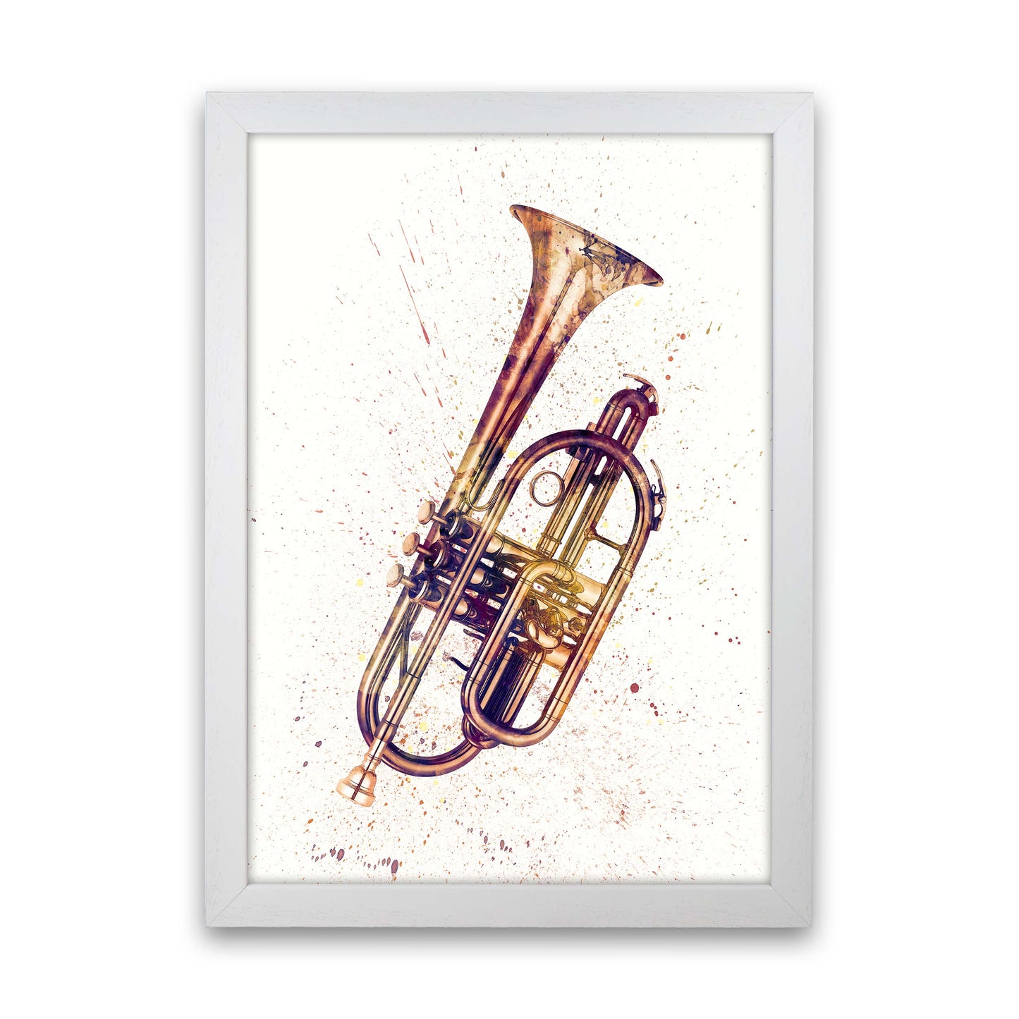 Cornet Watercolour Music Art Print by Michael Tompsett White Grain