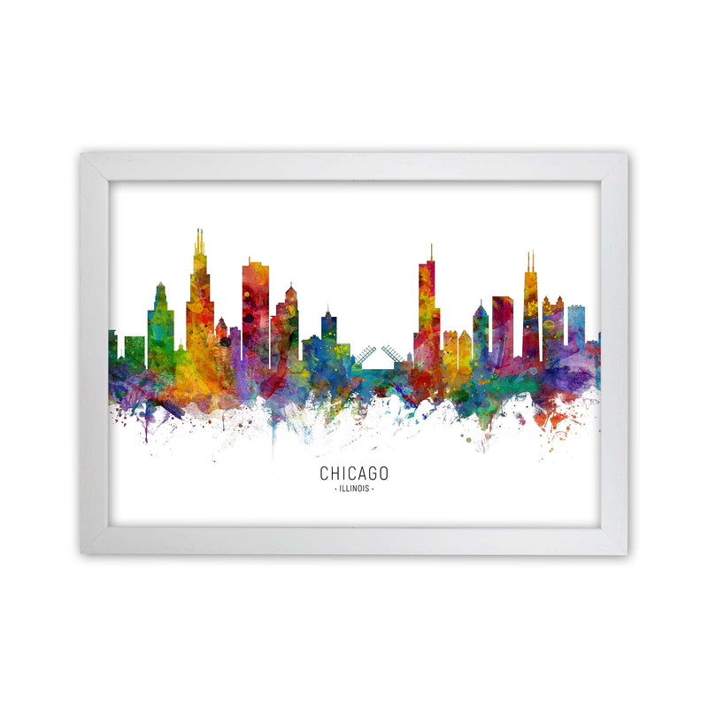 Chicago Illinois Skyline Art Print by Michael Tompsett White Grain