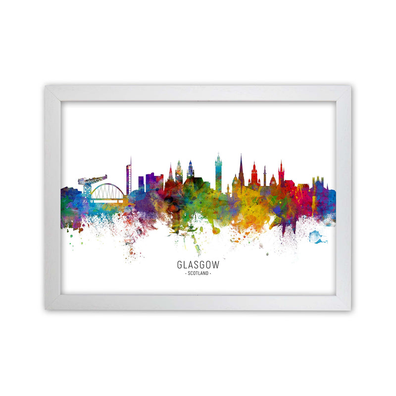 Glasgow Scotland Skyline Art Print by Michael Tompsett White Grain