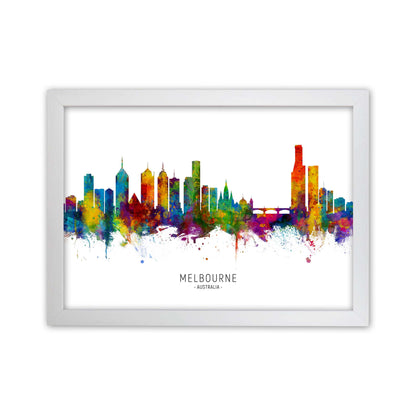 Melbourne Australia Skyline Art Print by Michael Tompsett White Grain