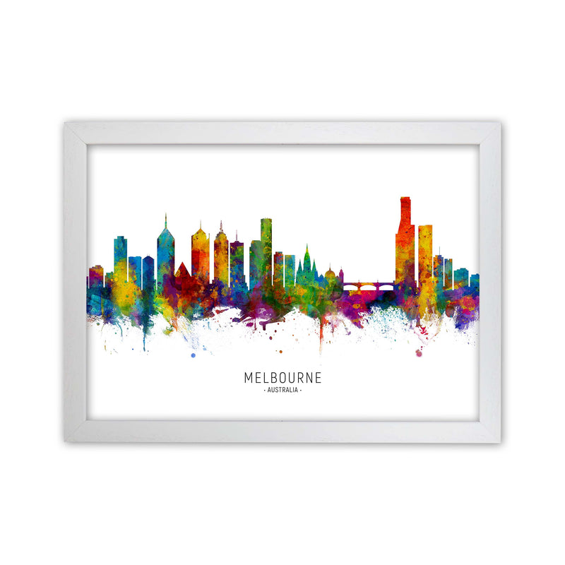Melbourne Australia Skyline Art Print by Michael Tompsett White Grain