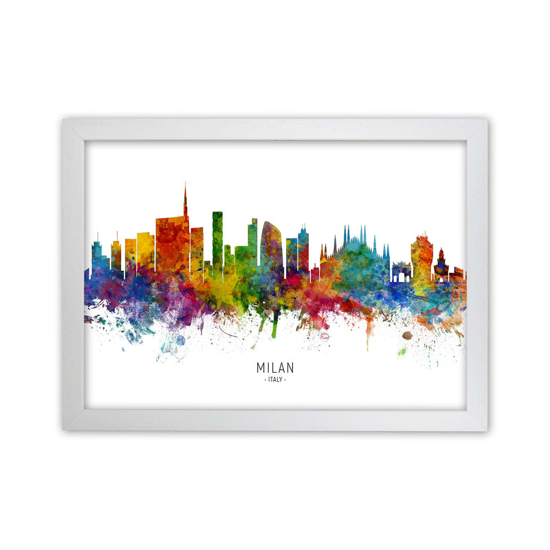 Milan Italy Skyline Art Print by Michael Tompsett White Grain