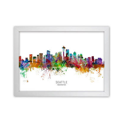 Seattle Washington Skyline Art Print by Michael Tompsett White Grain