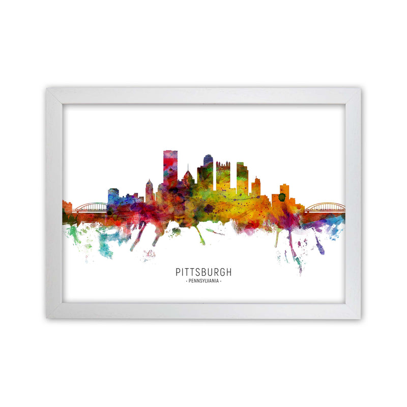 Pittsburgh Pennsylvania Skyline Art Print by Michael Tompsett White Grain