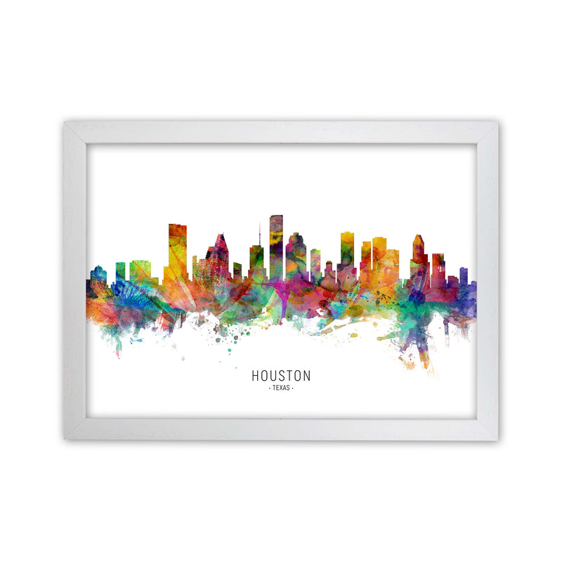Houston Texas Skyline Art Print by Michael Tompsett White Grain
