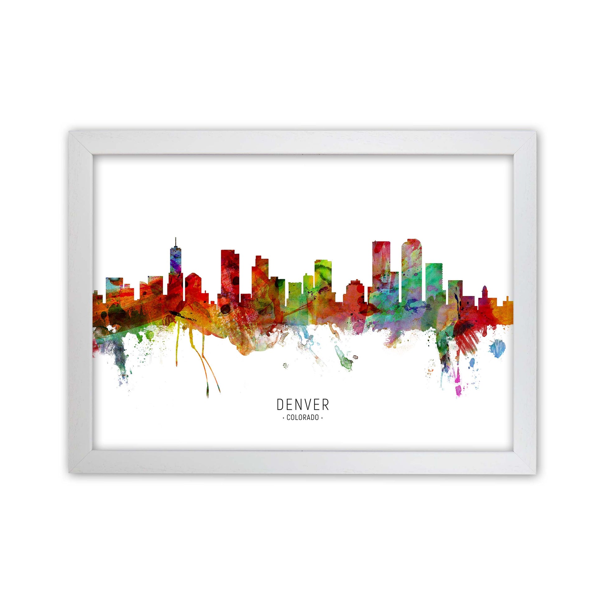 Denver Colorado Skyline Art Print by Michael Tompsett White Grain