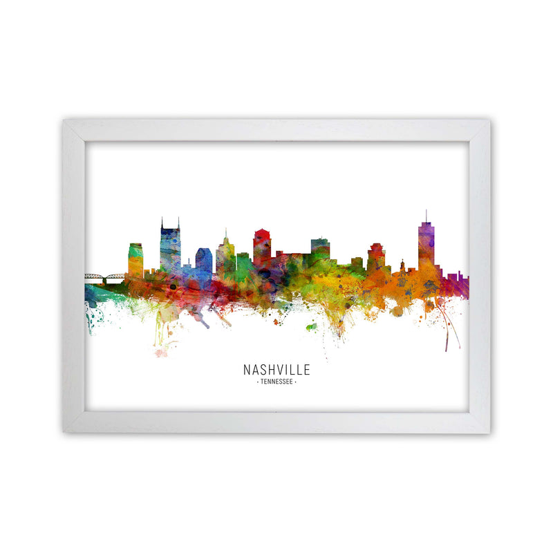 Nashville Tennessee Skyline Art Print by Michael Tompsett White Grain
