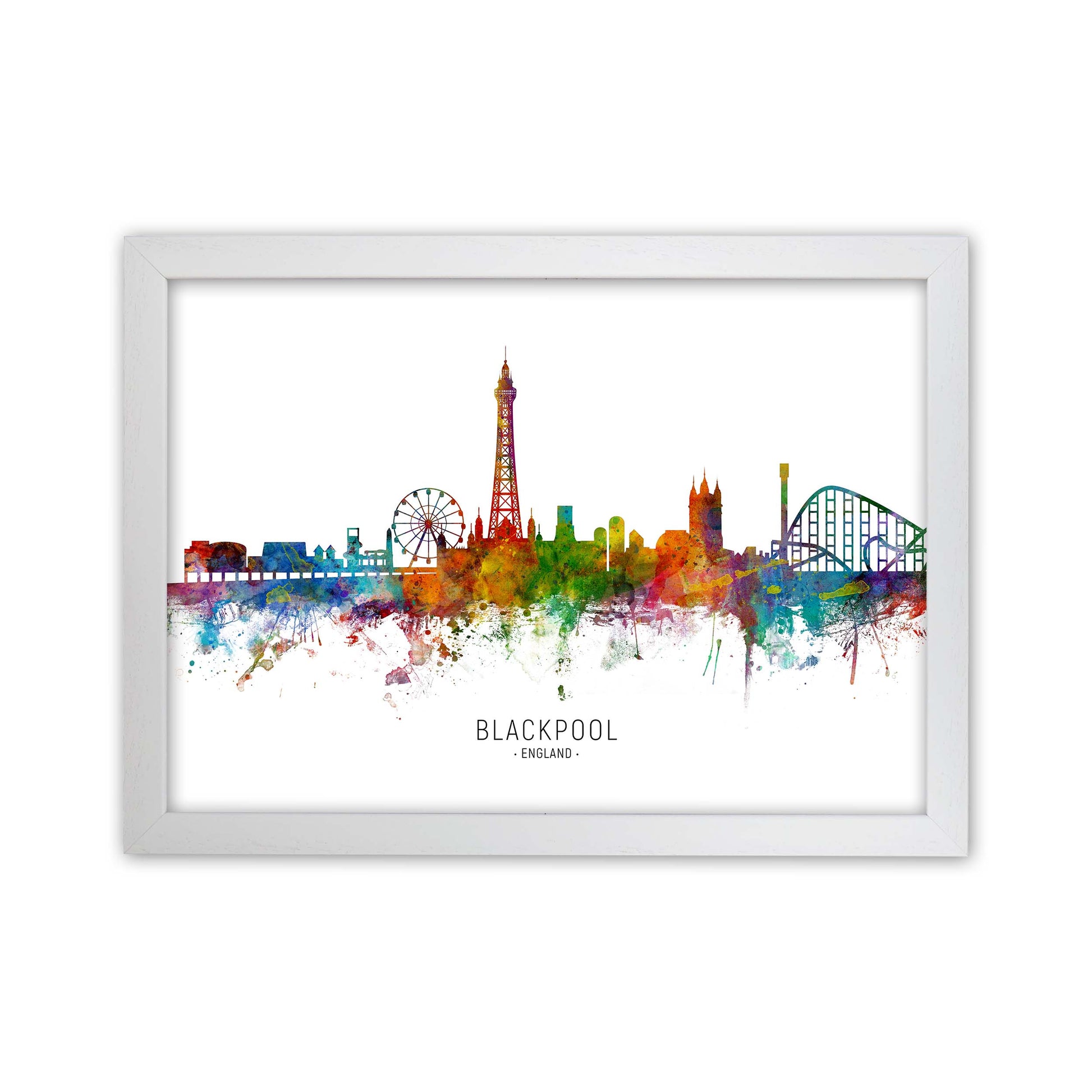 Blackpool England Skyline Art Print by Michael Tompsett White Grain