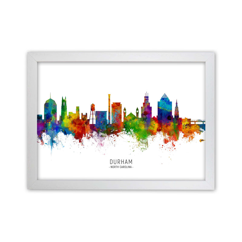 Durham North Carolina Skyline Art Print by Michael Tompsett White Grain