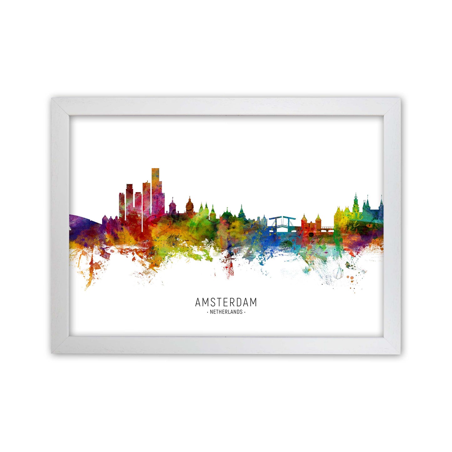 Amsterdam Netherlands Skyline Art Print by Michael Tompsett White Grain