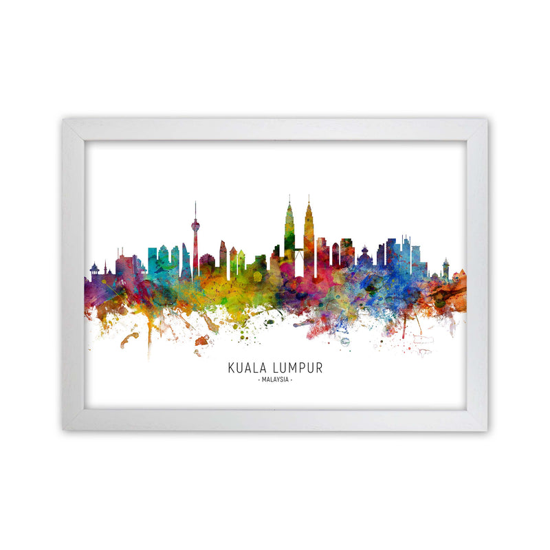 Kuala Lumpur Malaysia Skyline Art Print by Michael Tompsett White Grain