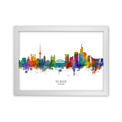 Vilnius Lithuania Skyline Art Print by Michael Tompsett White Grain
