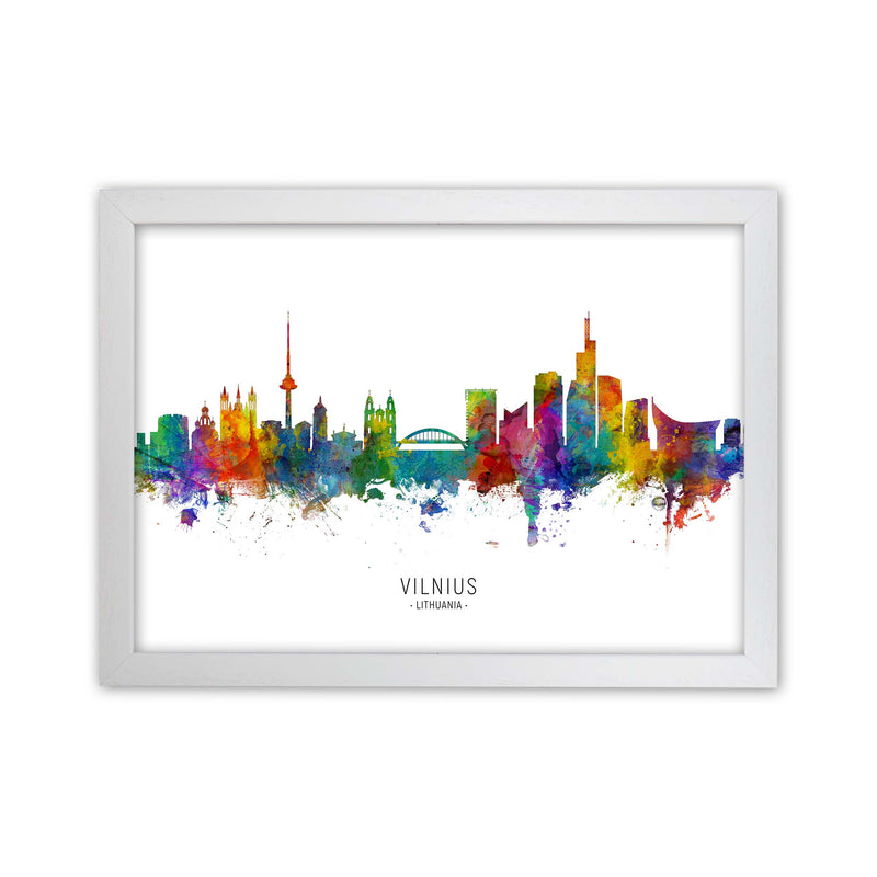 Vilnius Lithuania Skyline Art Print by Michael Tompsett White Grain