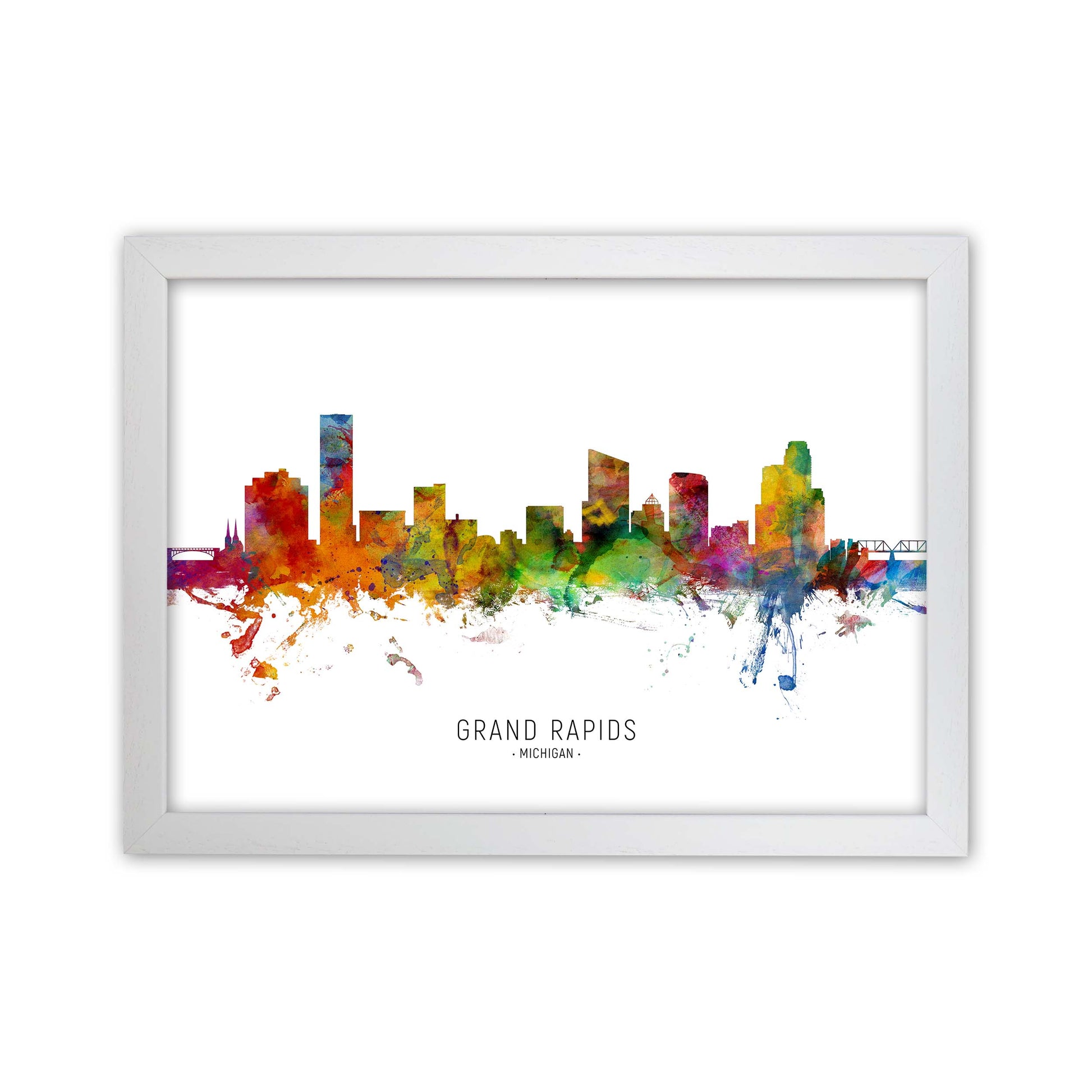 Grand Rapids Michigan Skyline Art Print by Michael Tompsett White Grain