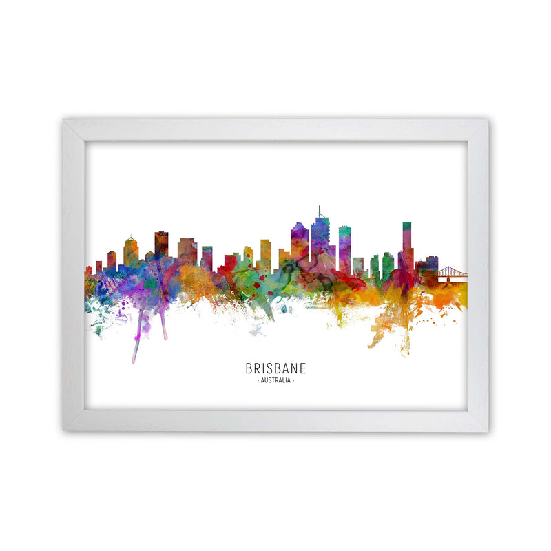 Brisbane Australia Skyline Art Print by Michael Tompsett White Grain