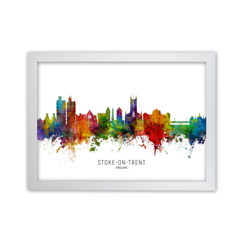 Stoke-On-Trent England Skyline Art Print by Michael Tompsett White Grain