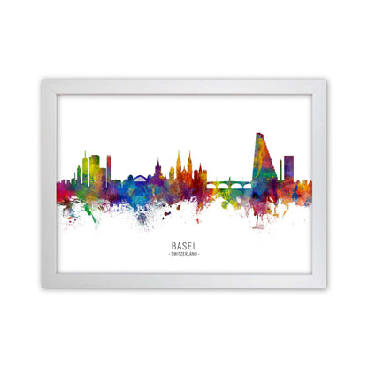 Basel Switzerland Skyline Art Print by Michael Tompsett White Grain