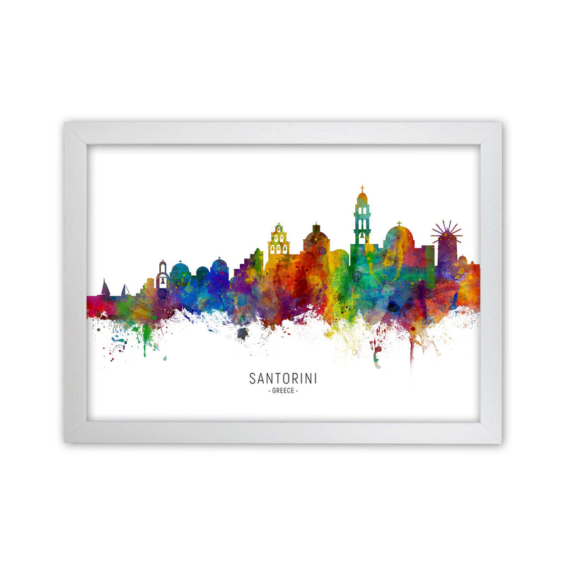Santorini Greece Skyline Art Print by Michael Tompsett White Grain