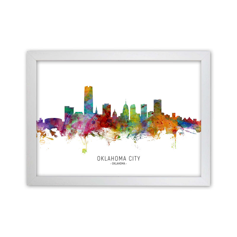 Oklahoma City Oklahoma Skyline Art Print by Michael Tompsett White Grain