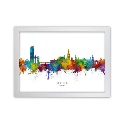 Sevilla Spain Skyline Art Print by Michael Tompsett White Grain
