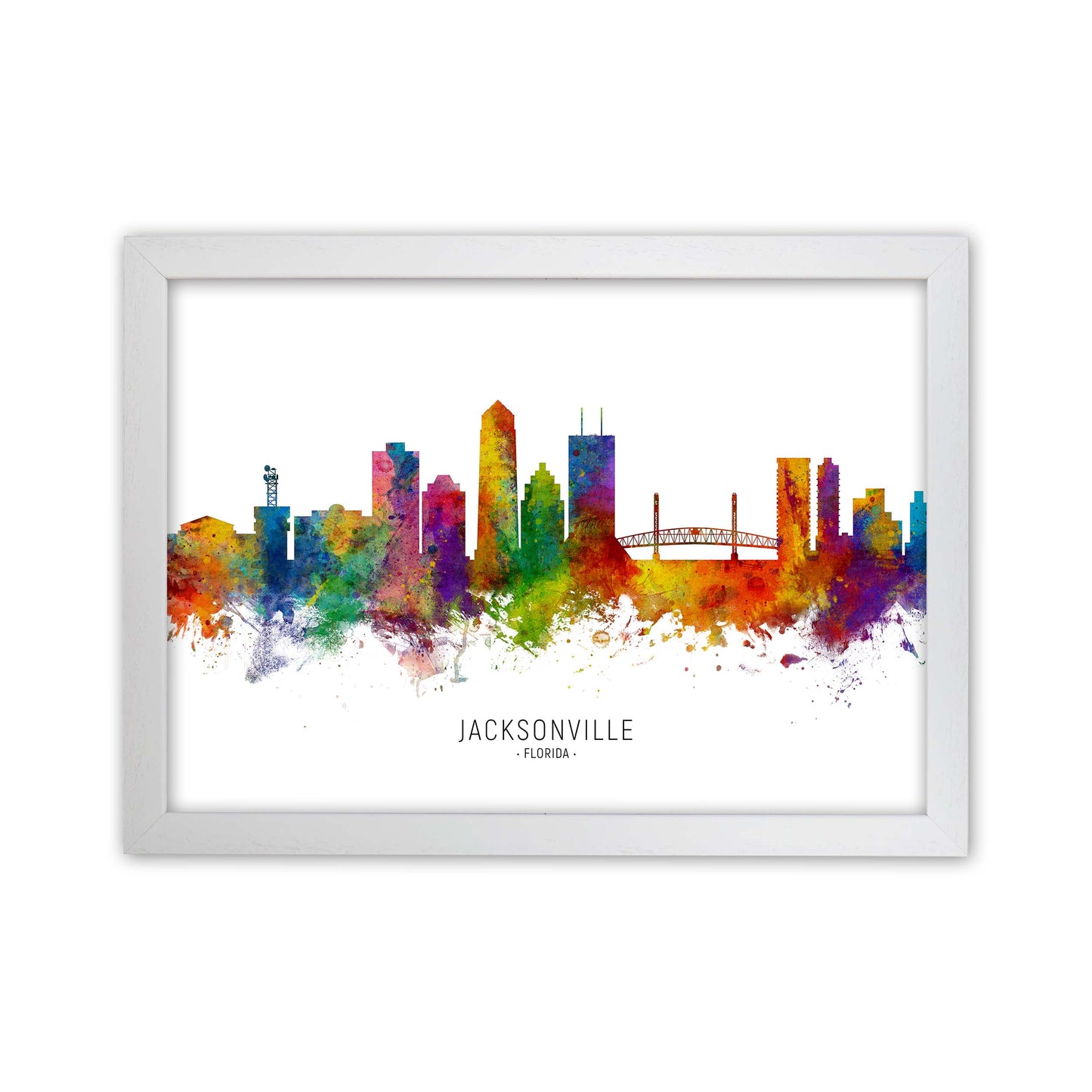Jacksonville Florida Skyline Art Print by Michael Tompsett White Grain