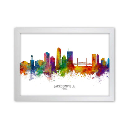 Jacksonville Florida Skyline Art Print by Michael Tompsett White Grain