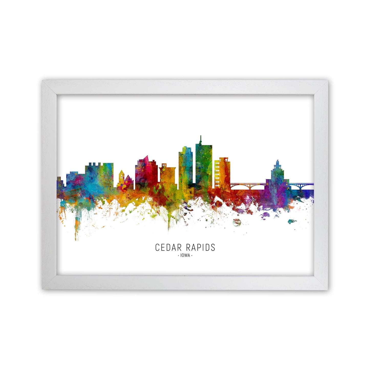 Cedar Rapids Iowa Skyline Art Print by Michael Tompsett White Grain