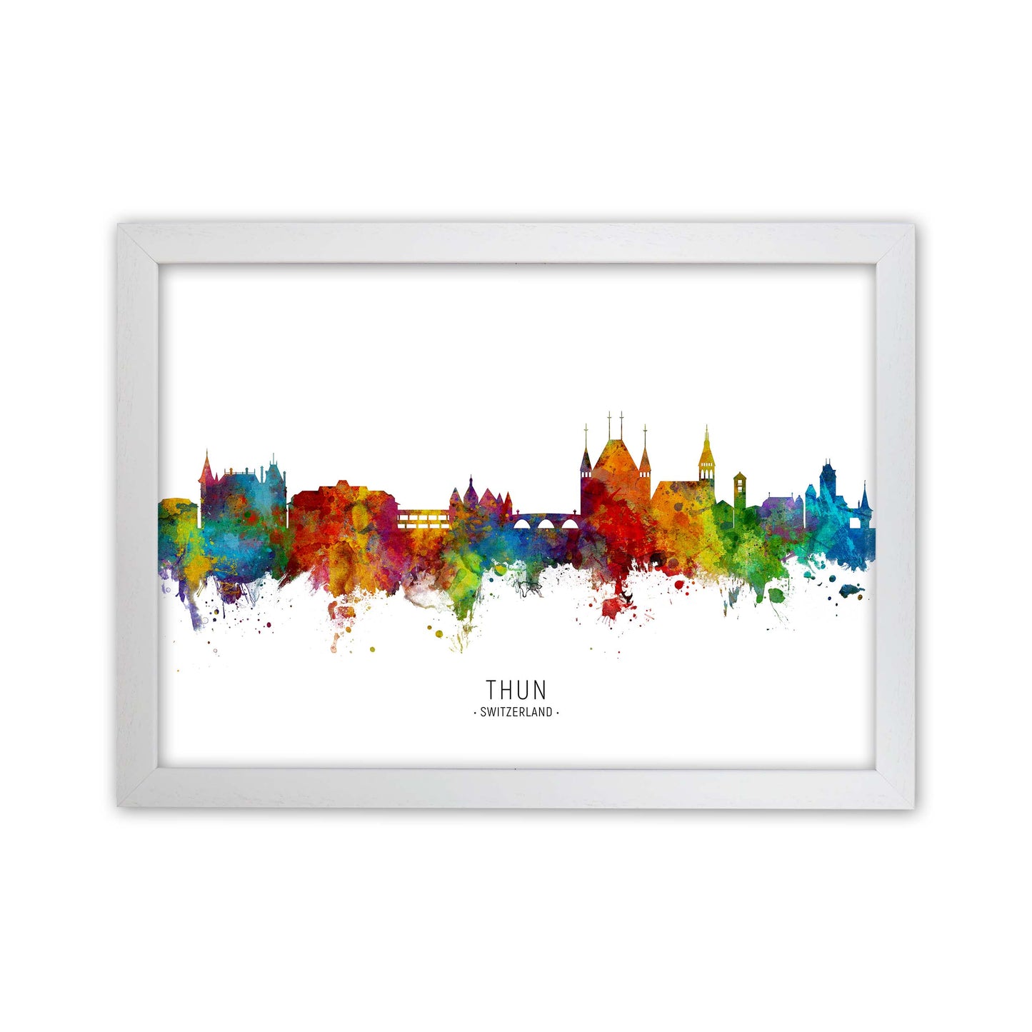 Thun Switzerland Skyline Art Print by Michael Tompsett White Grain