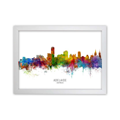 Adelaide Australia Skyline Art Print by Michael Tompsett White Grain
