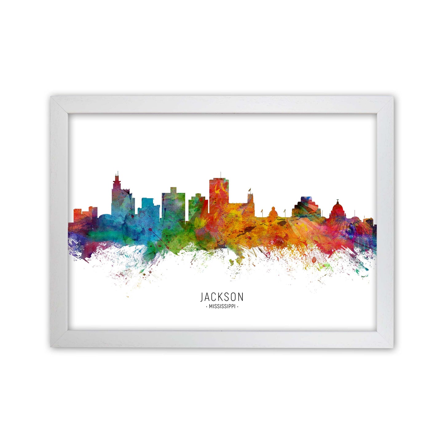 Jackson Mississippi Skyline Art Print by Michael Tompsett White Grain