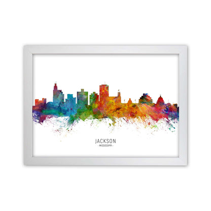 Jackson Mississippi Skyline Art Print by Michael Tompsett White Grain